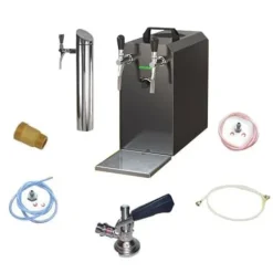 Ølhaner>fadølsanlæg STREAM 50K med luftpumpe, ølkasse, gennemstrømningskøler 2-linjers tørkøler , op til 55 liter/h - SORT UDGAVE, KEG 2:Type A, KEG:KeyKeg