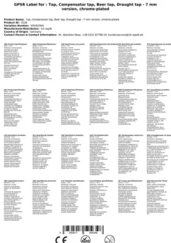 Fadølshaner, Ølkran, Ølhane, Taphane for øl med flowstyring - forkromet, gevindlængde: 35 mm New