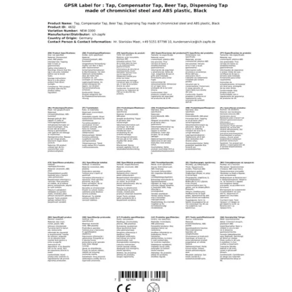 Fadølshaner med flowstyring i rustfrit stål og ABS plast, sort Online