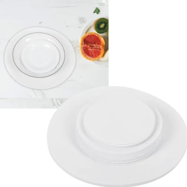 Filt Beskyttelsesmåtte Antifriktion Opbevaringsseparator Isoleringsmåtte Madtallerken Porcelænsdeler (Hvid 48 STK) Clearance