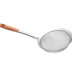 Finmasket si i rustfrit stål med trælignende håndtag til ris, olie, pasta, nudler, grøntsager M 380x133mm Hot