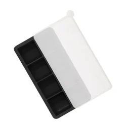 Isforme>Firkantet silikone-isterningbakke med 8 forme med låg