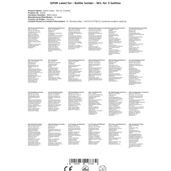 Vinflaskeholdere>Flaskeholder - W3, til 3 flasker