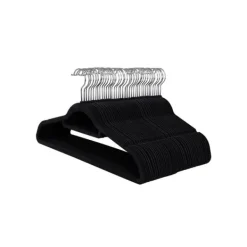 Fløjlsbøjler, 50 pakker, ultratynde, pladsbesparende, skridsikre bøjler med slipsestyring, 360 graders drejekrog, sort Best