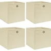 Foldbare opbevaringskasser 4 stk. - Praktisk stofkasser til opbevaring | Farve: Creme | Størrelse: 32x32x32 cm