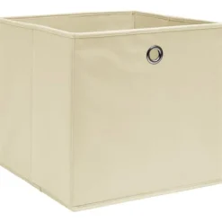 Foldbare opbevaringskasser 4 stk. - Praktisk stofkasser til opbevaring | Farve: Creme | Størrelse: 32x32x32 cm