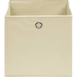 Foldbare opbevaringskasser 4 stk. - Praktisk stofkasser til opbevaring | Farve: Creme | Størrelse: 32x32x32 cm