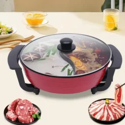 Fonduegryde - Elektrisk med varmeplade og låg - 6 liter - 2 rum - 1300 W - Himmelblå Sale