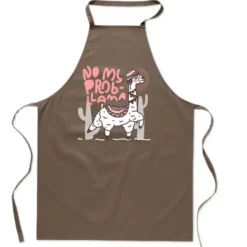 Forklæder>Forklæde med tryk sjov køkken INGEN MIT PROBLEM LAMA til grillgave