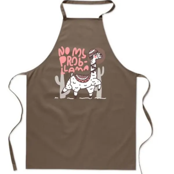 Forklæder>Forklæde med tryk sjov køkken INGEN MIT PROBLEM LAMA til grillgave