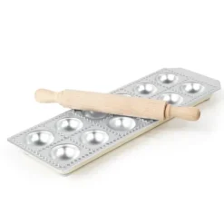 Pastaforme & Pasta-Udstikkere>Form med kagerulle til at lave runde Ravioli dumplings, 12 stk - Hendi 975541