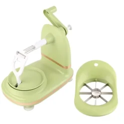 Frugtskræller med multifunktionshåndsving - æbleskræller i rustfrit stål til køkken (lysegrøn) Outlet