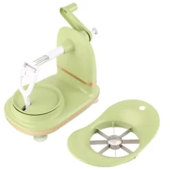 Frugtskræller med multifunktionshåndsving - æbleskræller i rustfrit stål til køkken (lysegrøn) Outlet