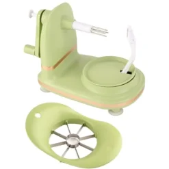 Frugtskræller med multifunktionshåndsving - æbleskræller i rustfrit stål til køkken (lysegrøn) Outlet