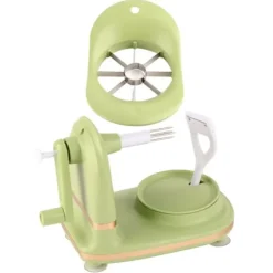 Frugtskræller med multifunktionshåndsving - æbleskræller i rustfrit stål til køkken (lysegrøn) Outlet