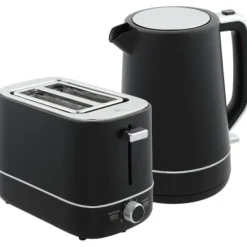 Brødristere, Raclettegrills Og Sandwichtoastere>Fuleadture Morgenmadssæt Kedel 1,7L & Brødrister 2 skiver, Optøning & Varme, Sort