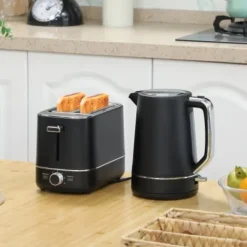 Brødristere, Raclettegrills Og Sandwichtoastere>Fuleadture Morgenmadssæt Kedel 1,7L & Brødrister 2 skiver, Optøning & Varme, Sort