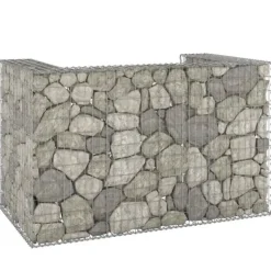 Gabionmur för soptunnor - Stabil stenkorg i galvaniserat stål | Storlek: 180x100x110 cm Outlet