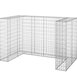 Gabionmur för soptunnor - Stabil stenkorg i galvaniserat stål | Storlek: 180x100x110 cm Outlet