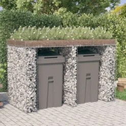 Tilbehør Til Affaldshåndtering>Gabionvägg för soptunna i galvaniserat järn - Stabil och multifunktionell | Storlek: 192x91x120 cm