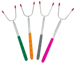 GAFFEL, TELESKOP-PÅL TIL BAGTE PØLSER PÅ ILD, 4 stk. Clearance