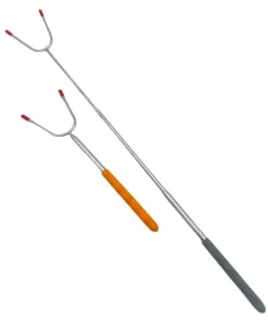 GAFFEL, TELESKOP-PÅL TIL BAGTE PØLSER PÅ ILD, 4 stk. Clearance