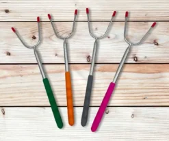 GAFFEL, TELESKOP-PÅL TIL BAGTE PØLSER PÅ ILD, 4 stk. Clearance