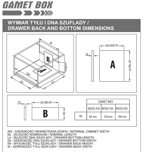 GAMET BOX2 skuffer, mellem, hvid, 500 mm Best