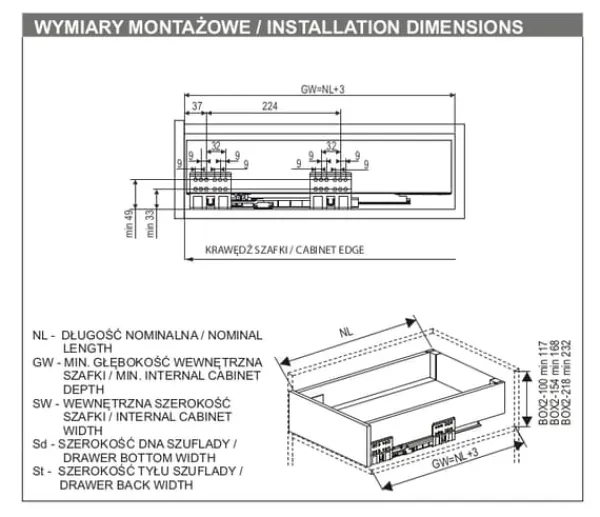 GAMET BOX2 skuffer, mellem, hvid, 500 mm Best