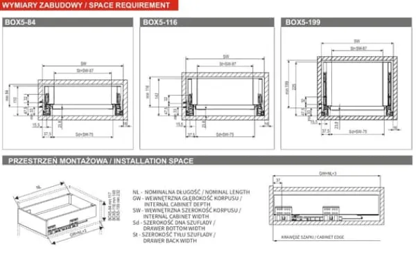 GAMET S-BOX skuffe, høj, hvid, 550 mm New