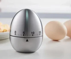 Æggeure>Æggeformet køkkenur, mekanisk, rustfrit stål