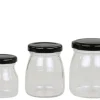 Chic Antique Opbevaringsdåser>Glasburk m svarta lock 3-pack
