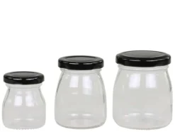Chic Antique Opbevaringsdåser>Glasburk m svarta lock 3-pack