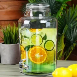 Glaskrukke med hane 8 l + 12 glas 200 ml New