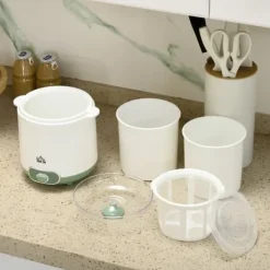 Græsk yoghurtmaskine, 1,5 liter med 2 glaskrukker og si, 20 W, til 3-5 personer, hvid Online