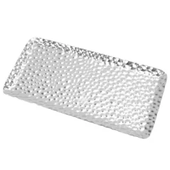 Serveringsfad & Skåle>Hamret bakke Udsøgt lugtfri serveringsbakke i rustfrit stål til stue, soveværelse, køkken, badeværelse, 19,5x9,5 cm, sølv
