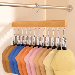 Hatteholder i træ med 12 klemmer - Sølv Clearance