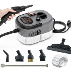Håndholdt damprenser / steam cleaner - Opgraderet model - 2500 W - ≥105°C damp - 15 s opvarmning - 2 m slange - 220–240 V EU-stik - Rød Discount