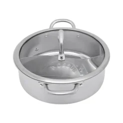 Hot Pot/Fonduegryde - Delt Yin-Yang - 32 cm - 304 Rustfrit Stål - Med Skeer - Militærgrøn Online