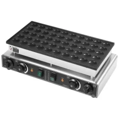 50-huls elektrisk mini pandekagemaskine - Kommercielt vaffeljern - Timer - Non-stick belægning - 50–300 °C - Lys sølv New