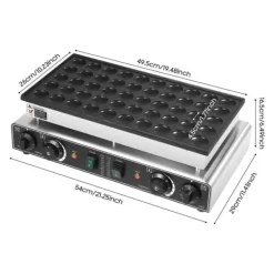 50-huls elektrisk mini pandekagemaskine - Kommercielt vaffeljern - Timer - Non-stick belægning - 50–300 °C - Lys sølv New