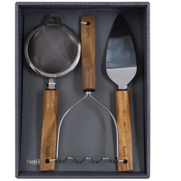 Køkkenudstyrssæt>HUSLA KØKKENredskaber SÆT TRÆ, 3 ELEMENTER