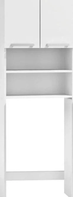 Viking Choice Vaskemaskiner>Hvid opbevaringsskab til over vaskemaskine med 4 hylder & 2 døre