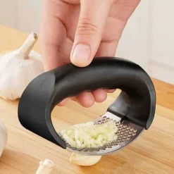 Hvidløgspresse i stål - Hvidløgspressehåndtag - Sort Discount