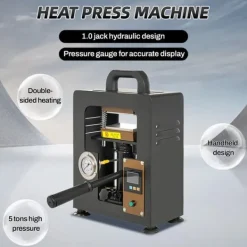 Damppresser>Hydraulisk varmepressemaskine, 5 tons tryk, dobbelt varmeplade