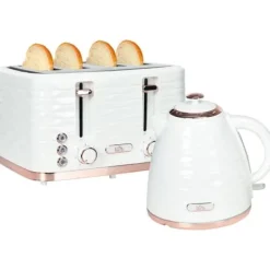 Brødristere, Raclettegrills Og Sandwichtoastere>2-i-1 brødrister og kedelsæt, 7 ristetilstande, optøning og genopvarmning, cremet hvid