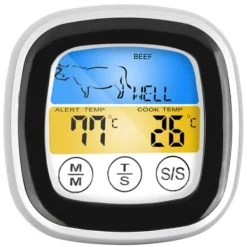 2-i-1 digitalt madkøkkentermometer med touchskærm temperaturmåler og tidsmålingsværktøj New