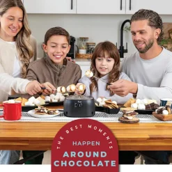 2-i-1 Elektrisk Fondue & Smores Maker Sæt – Smelt Chokolade, Indendørs Sæt med 4 Grillpinde & Aftagelige Bakker Online