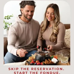 2-i-1 Elektrisk Fondue & Smores Maker Sæt – Smelt Chokolade, Indendørs Sæt med 4 Grillpinde & Aftagelige Bakker Online