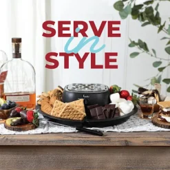 2-i-1 Elektrisk Fondue & Smores Maker Sæt – Smelt Chokolade, Indendørs Sæt med 4 Grillpinde & Aftagelige Bakker Online